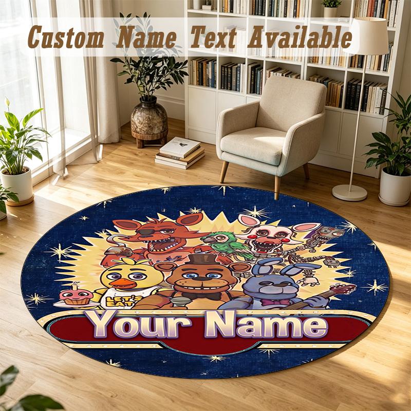 Round Rug Custom NameFive Nights at Freddy’s Pattern Non Slip Carpet Home Floor Decor