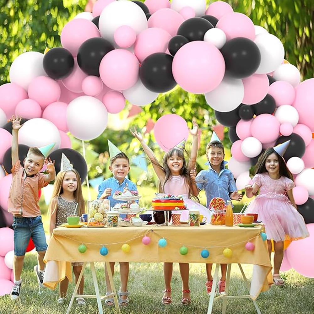 Black Pink Balloons Garland Arch White Latex Balloon Kit Baby Shower Bride Shower Wedding Anniversary Birthday Party Decoration