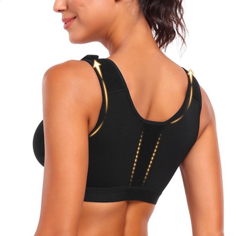Sports Wire-Free Bra with Large Cup and Front Zipper