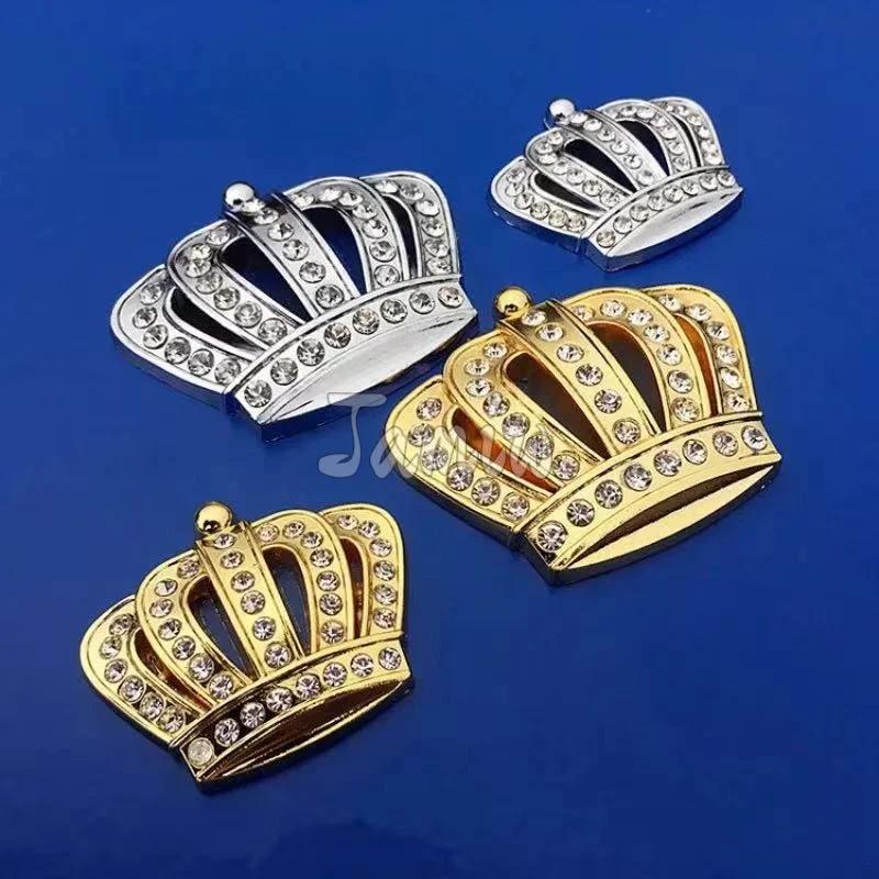 1 Stück Gold Silber Mode 3D Diamant Kristall Krone Autoaufkleber Metall Seitenemblem Badge Autokarosserie Dekoration Styling Zubehör