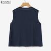 ZANZEA Women Casual Round Neck Summer Sleeveless Vest Tops