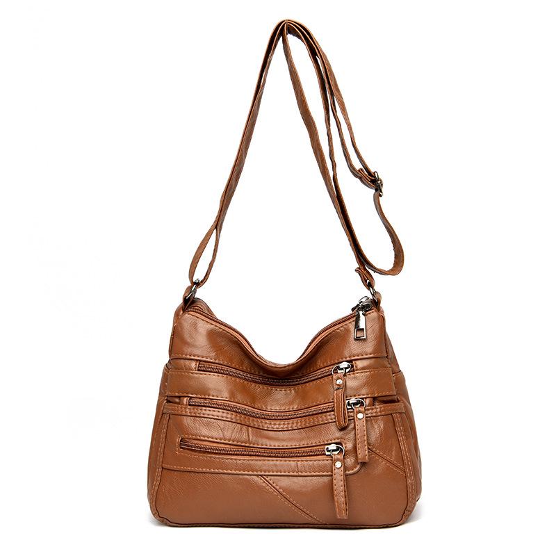 Women's 2021 Trendy Soft Leather Shoulder Bag - Large Capacity, All-Match, Middle-Aged Messenger Style