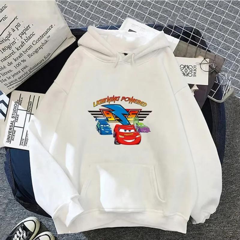 Cars Lightning McQueen Hoodies Women Vintage Jasmine Kawaii Hooded Pullover Clothes Cartoons Sweatshirt Harajuku Aesthetic Tops