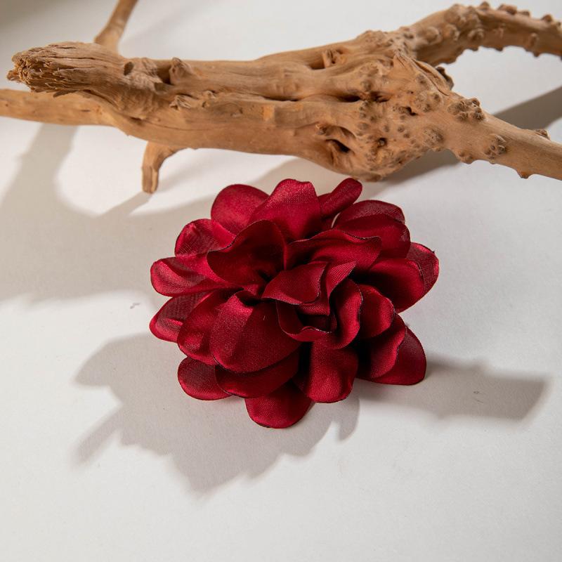 Colored Camellia Rose Fabric Broken Hair Duck Bill Clip Korean Flower Bangs Clip Photo Hair Accessories Woman