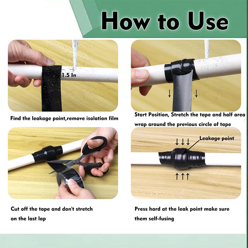 Czarne Mocne Wodoodporne Taśmy Gumowe Silikonowe Stop Przeciekom Taśma Naprawcza Do Rur Zewnętrzny Ogród Wąż Wodny Klejenie Szybkie Uszczelnianie Łatka Naprawcza Do Rur