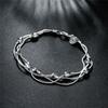 Silver Plated Three-Line Bead Bracelet Korean Fashion Trend Exquisite Bracelet Women's Silver Jewelry Bracelet