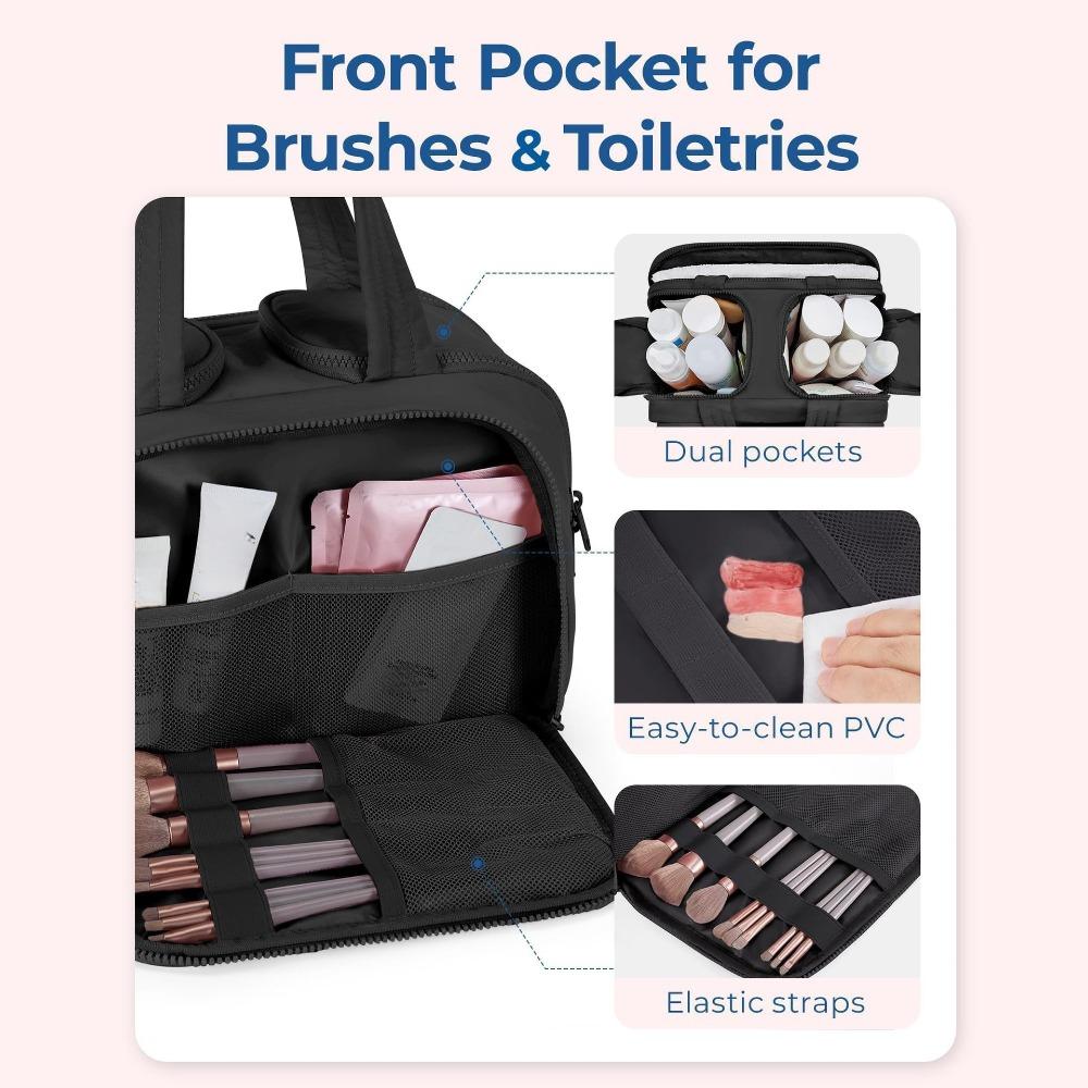 Make-up-Tasche mit großem Fassungsvermögen, gepolsterte Waschtasche, Aufbewahrung, Kosmetikbehälter, Aufbewahrung für Datenkabel