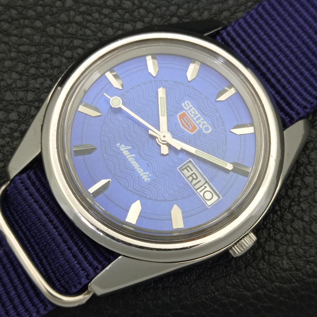 Seiko 5 AUTOMATIC 6319A JAPAN MENS VINTAGE BLUE COLOR DIAL WATCH A701405-5 R206b-a701405