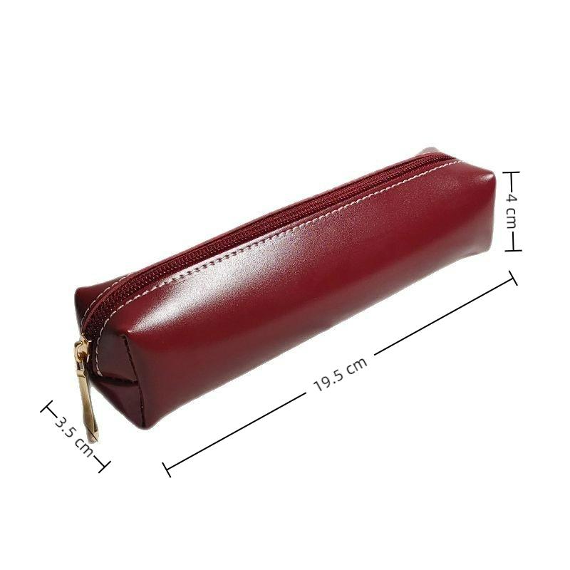 PU Leather Pencil Case Small Portable Makeup Brush Storage Bag Students Large Capacity Stationery Box School Supplies
