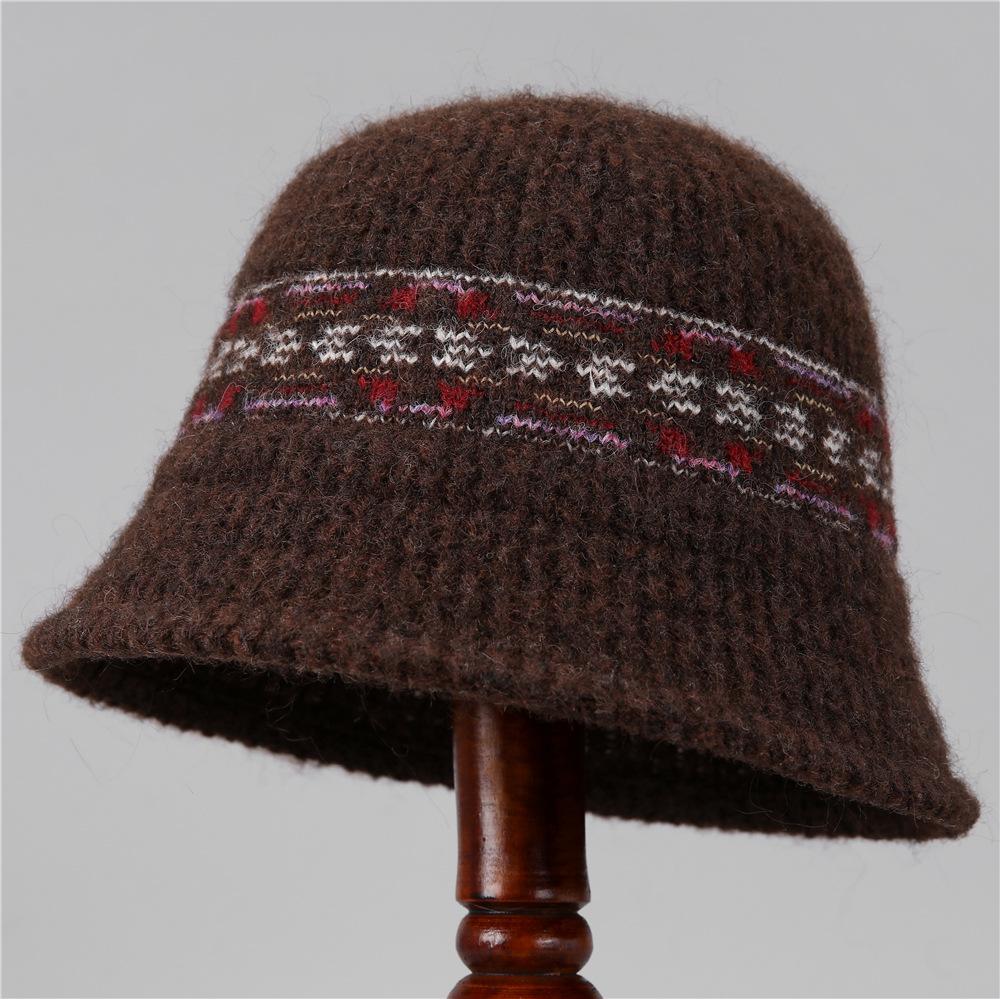 

Solid Color Bucket Hat Women S Big Head Circumference Knitted Plush Bucket Hat Japanese Versatile Warm Women S Hat M（56-58cm）