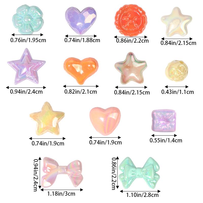 AB-Plated Acrylic Star and Bow Beads for DIY Necklaces and Hairpins