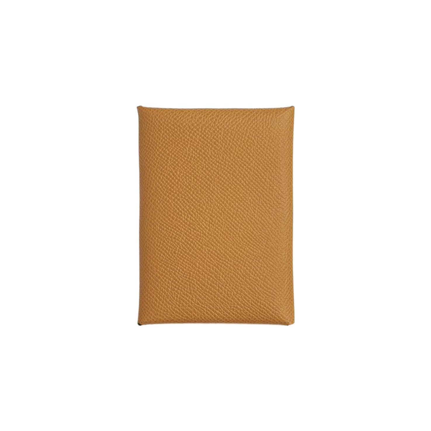 

Hermes Calvi Duo Palladium Plated Epsom Calfskin Card Holder Mini Women Card Holder Sesame H083035CK2S Box Included