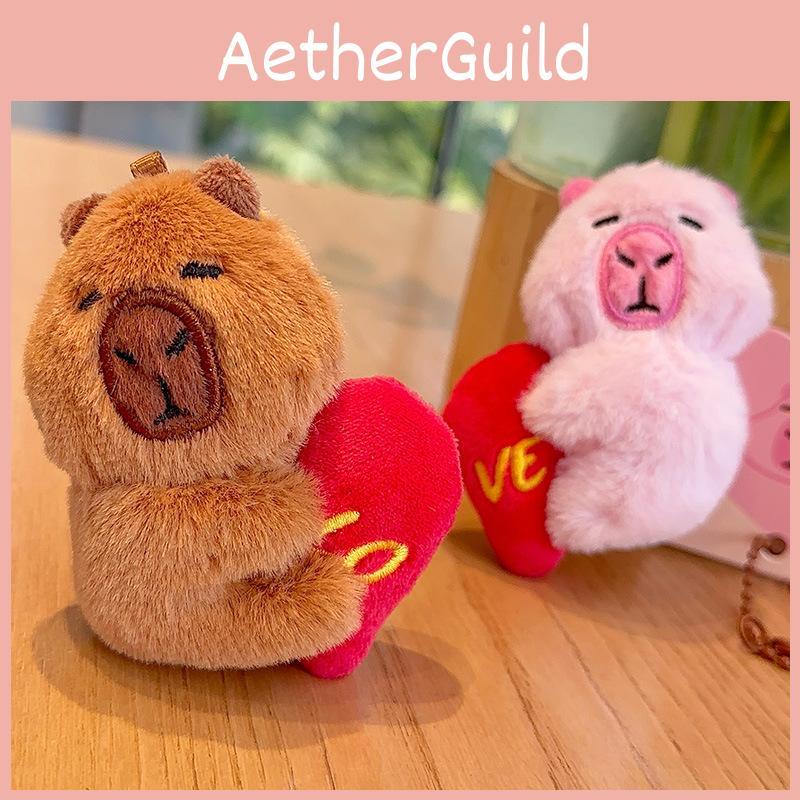 No Ip Plush Heartshaped Capybara Keychain With Magnetic Closure For Gifts