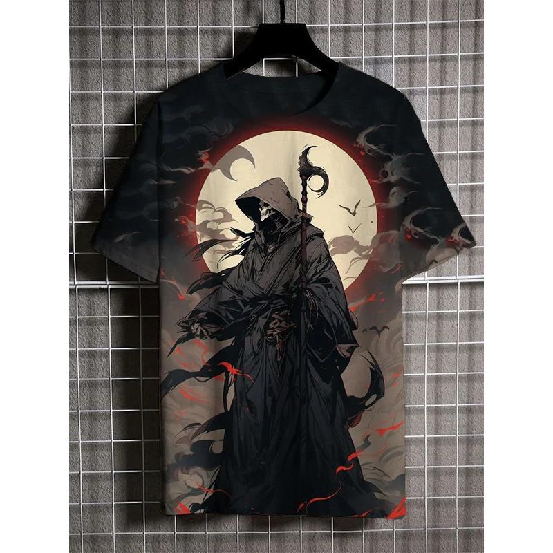 Men's Japanese Ukiyo-E Printed T Shirts Short Sleeved Tee Tops 3D Print O-Neck Shirts Party Summer Casual Men's Clothing Apparel