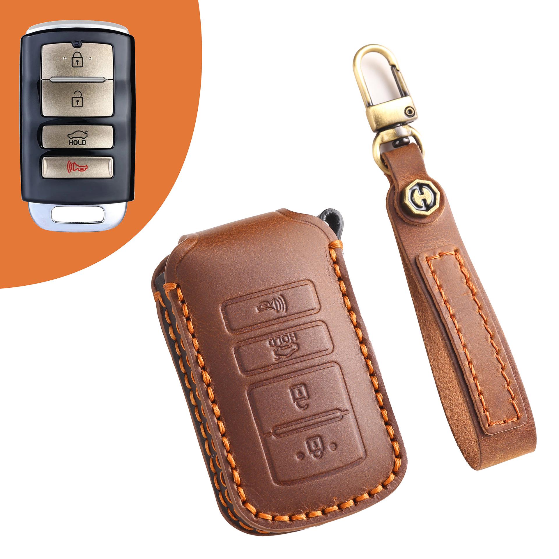 

Премиальный чехол для ключа из коровьей кожи для KIA K9 коричневый
