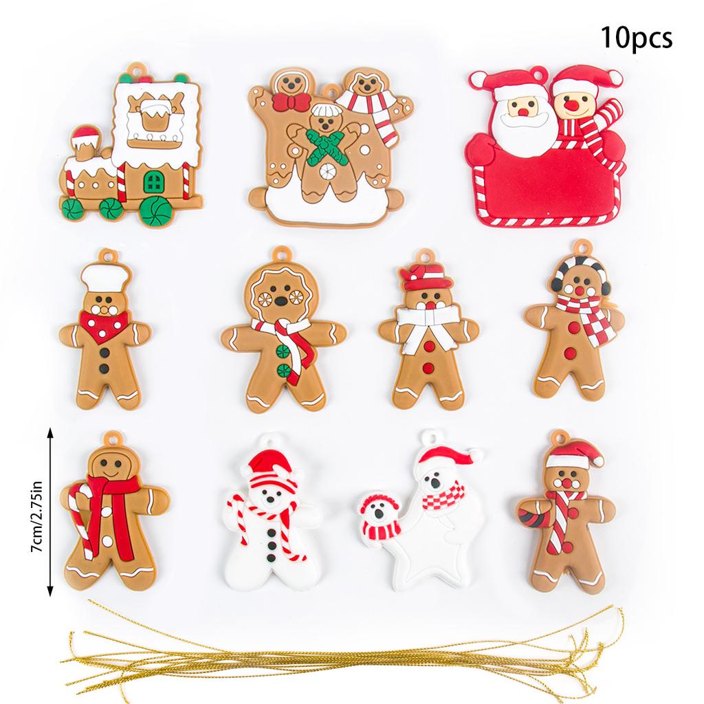 1 sada ozdob s perníkem, vánoční dekorace, závěsné přívěsky na stromeček, přívěsky na doma, děti, novoroční dárek 2025, navidad dekorace