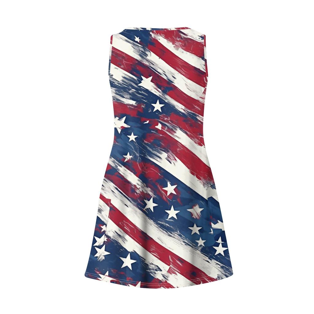 Women's Casual Print Sundress With Pockets Summer Boho Beach Dress T-Shirts Dress V Neck Loose Tank Dresses