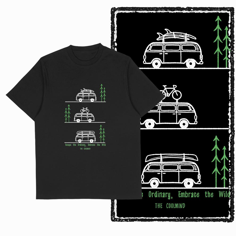 

Coolmind YN001 Cotton Camping Lover Exclusive Retro Graphic Unisex T shirt van life Men Tshirt Cotton Tee Shirt for Men 2XL