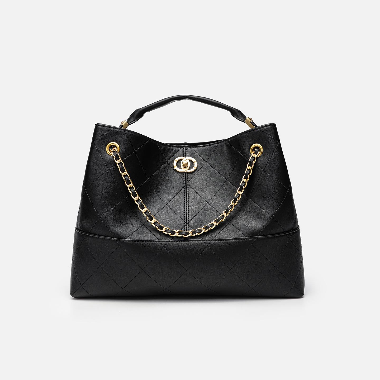 

2025 New Fashionable Women s Handbag, Niche High-End Style Quilted Chain Bag, Large Capacity Single-Shoulder Crossbody Bucket Bag 35*25.5*10.5CM чёрный
