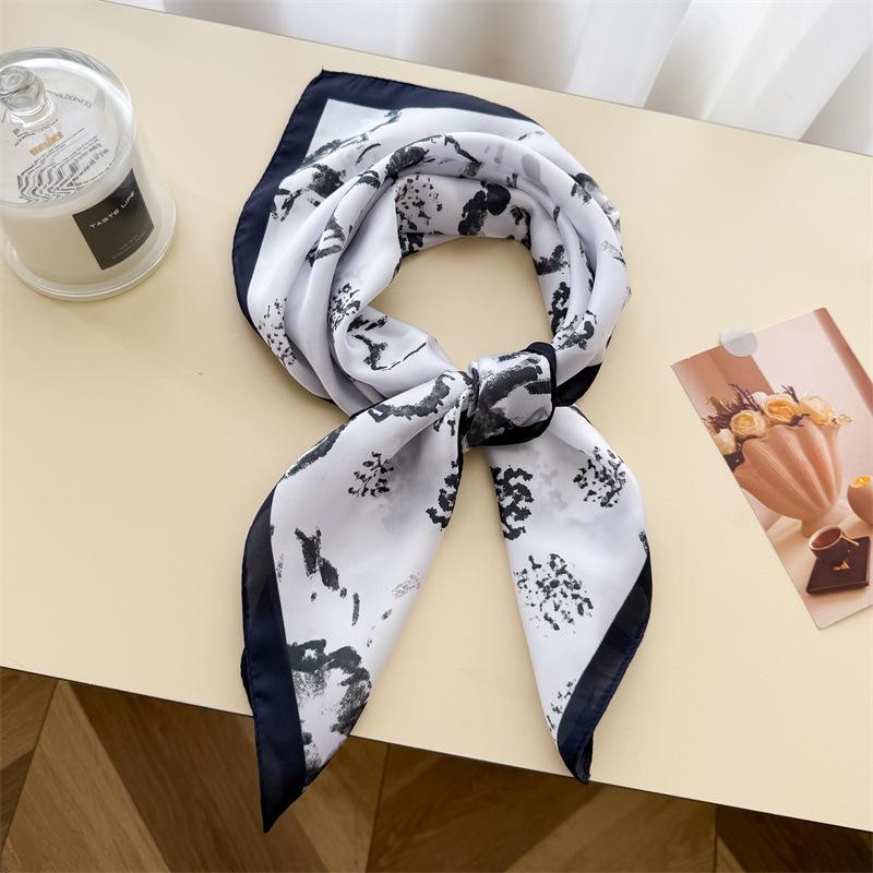 Women S Ink Printed Square Scarf Fashion Neck Sun Protection
