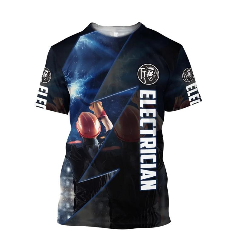 Fashion 3D Print T-Shirt For Men Electrician Uniform Leisure O-neck Oversized