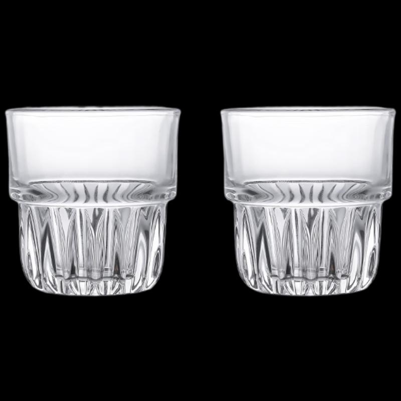 Stackable Striped Glass Beverage Cups