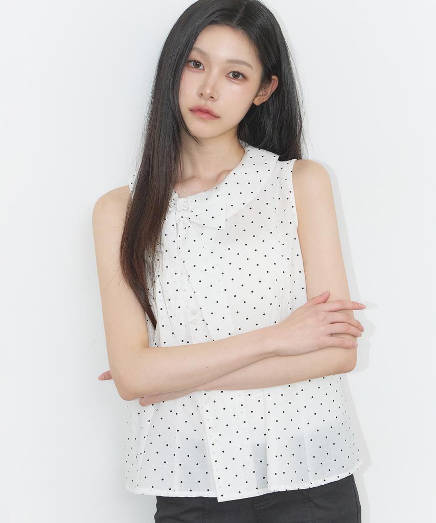 ILLIGO Rope Flare Blouse White Dot