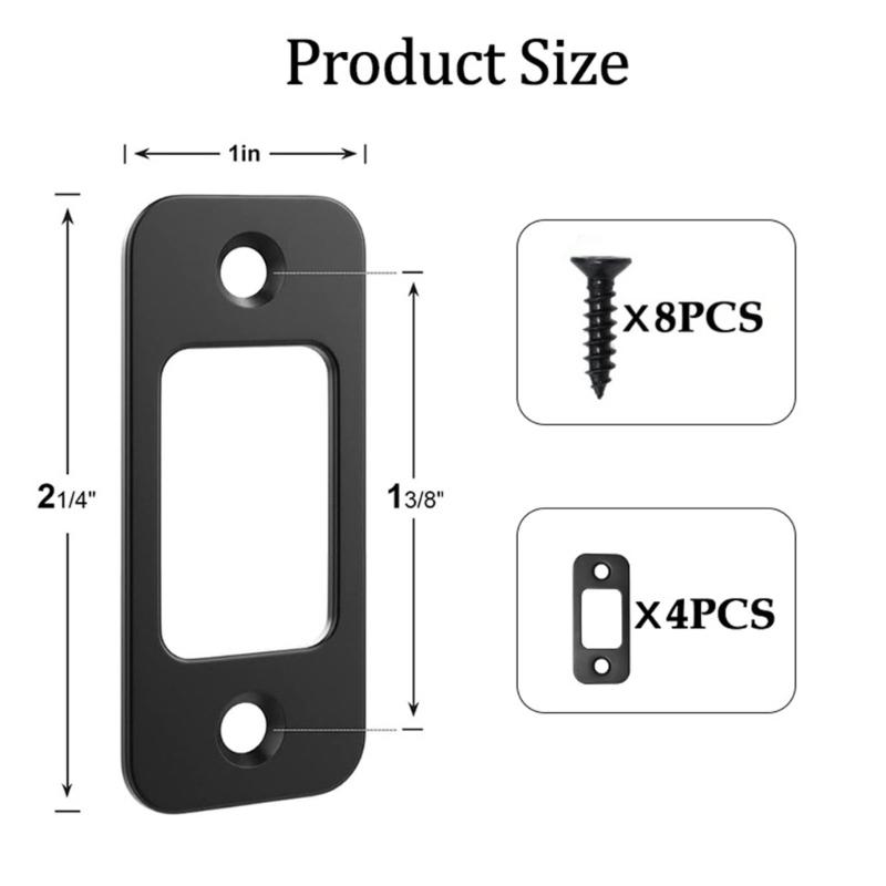 Metal Door Strikes Plate Corrector Large Hole Round Corner Strikes Backplate Prevents Sticking and Misalignment