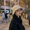 Korean Handmade Crochet Yarn Bucket Hat for Women In Autumn and Winter Retro Versatile Warm Fisherman Hat