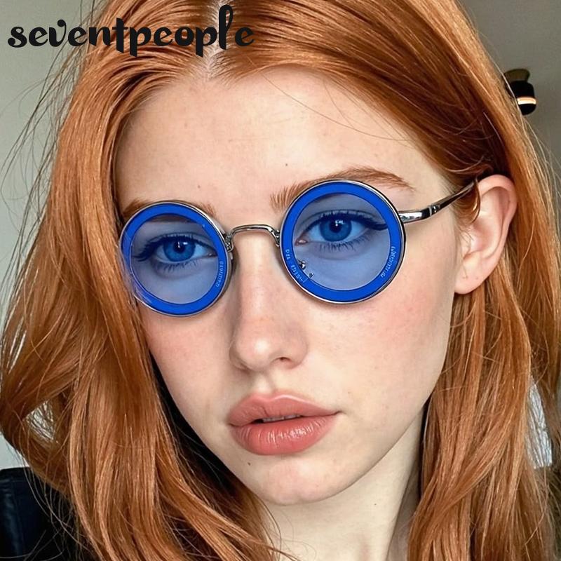 Steampunk Small Frame Round Sunglasses Men Luxury Brand Vintage Metal Sunglass For Ladies Classic UV400 Protection Shades