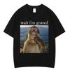 Wait Im Goated Funny Thinking Monkey Meme T Shirt Men Women Harajuk Tshirts Shortsleeved Oversized Summer Cotton Tshirts Top