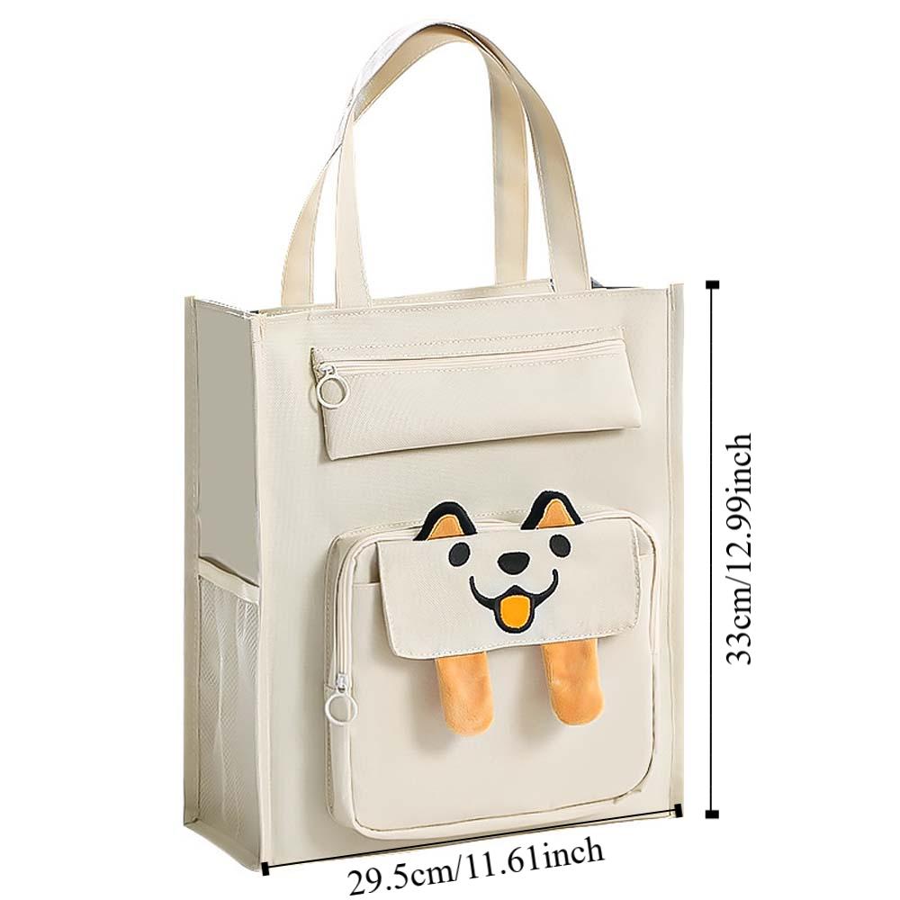 Large Capacity Dog Shoulder Bag Canvas Handbag Student Tote Bag Cute Capybara Canvas Bag  Student