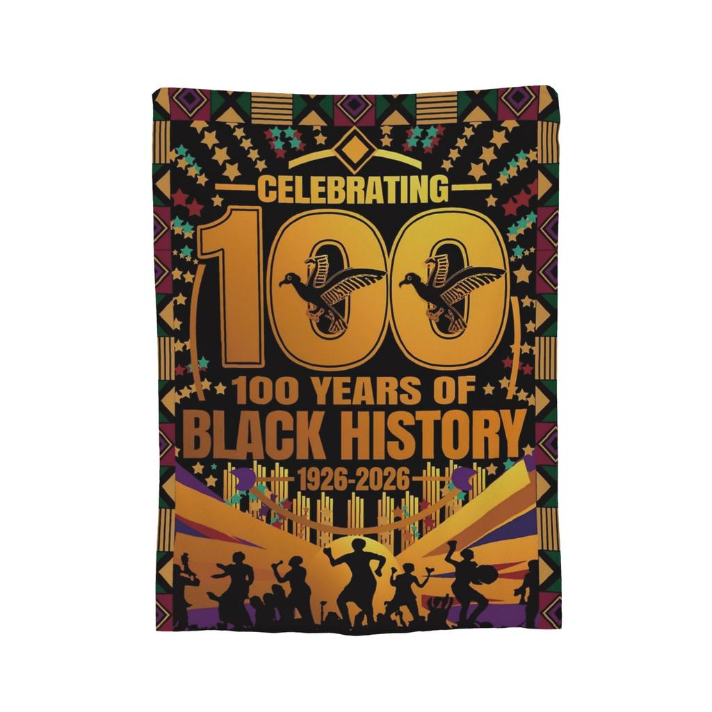 100 Years Black History Beginning 1926 Centennial Africa Blankets Wool Warm Throw Blankets for Bedding Lounge Spring/Autumn