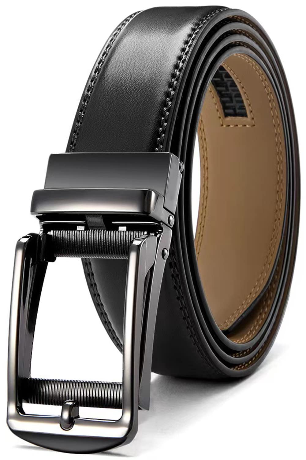 

Business Gentleman Genuine Leather Click Large Size Comfort No Holes Adjustable Length 38 Levels Suit Belt Gift Box Included Day Gift [Indisea] Men s чёрный
