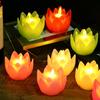 6 Pcs Diwali LED Lotus Candles Flameless Lotus Tea Light Battery Operated Flickering Buddhist Lamp for Home Desktop Centerpiece