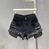 2026 Women's High-Waisted White Denim Fringed Shorts: Stylish A-line Summer Hot Pants