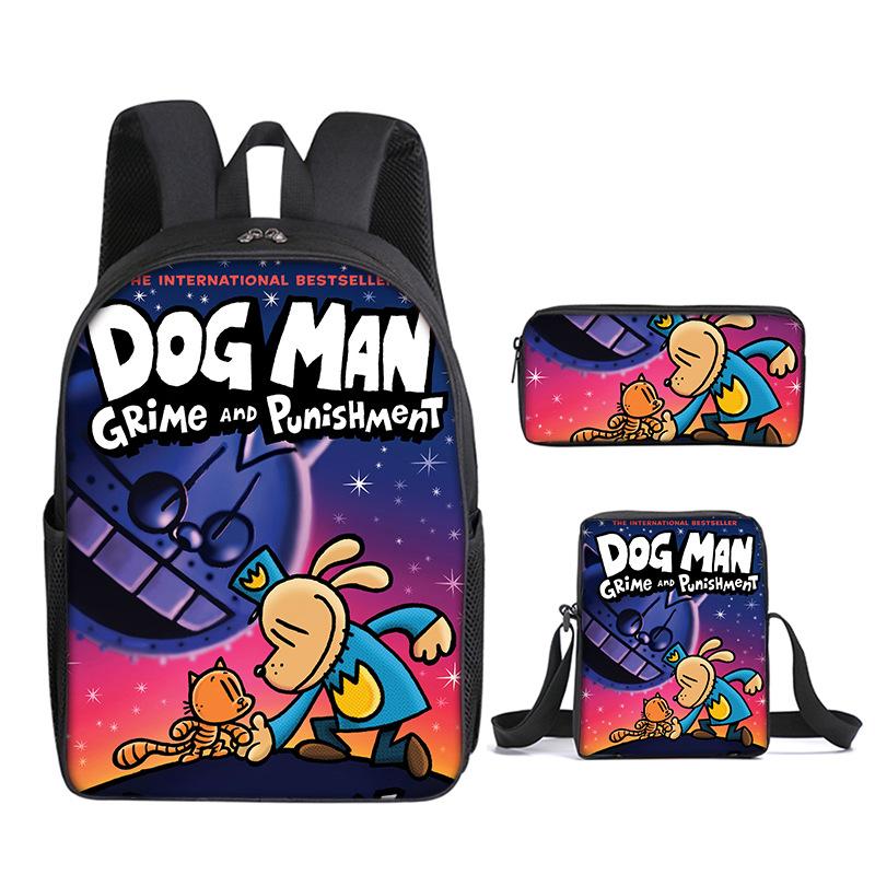 Klassiek Populair Grappig Hond Man 3D Print 3 stuks/Set leerling Schooltassen Laptop Dagrugzak Rugzak Schuin gedragen schoudertas Etui