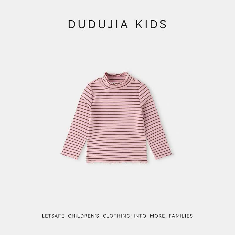 Girls' Striped Ruffle Long Sleeve Base Layer Top