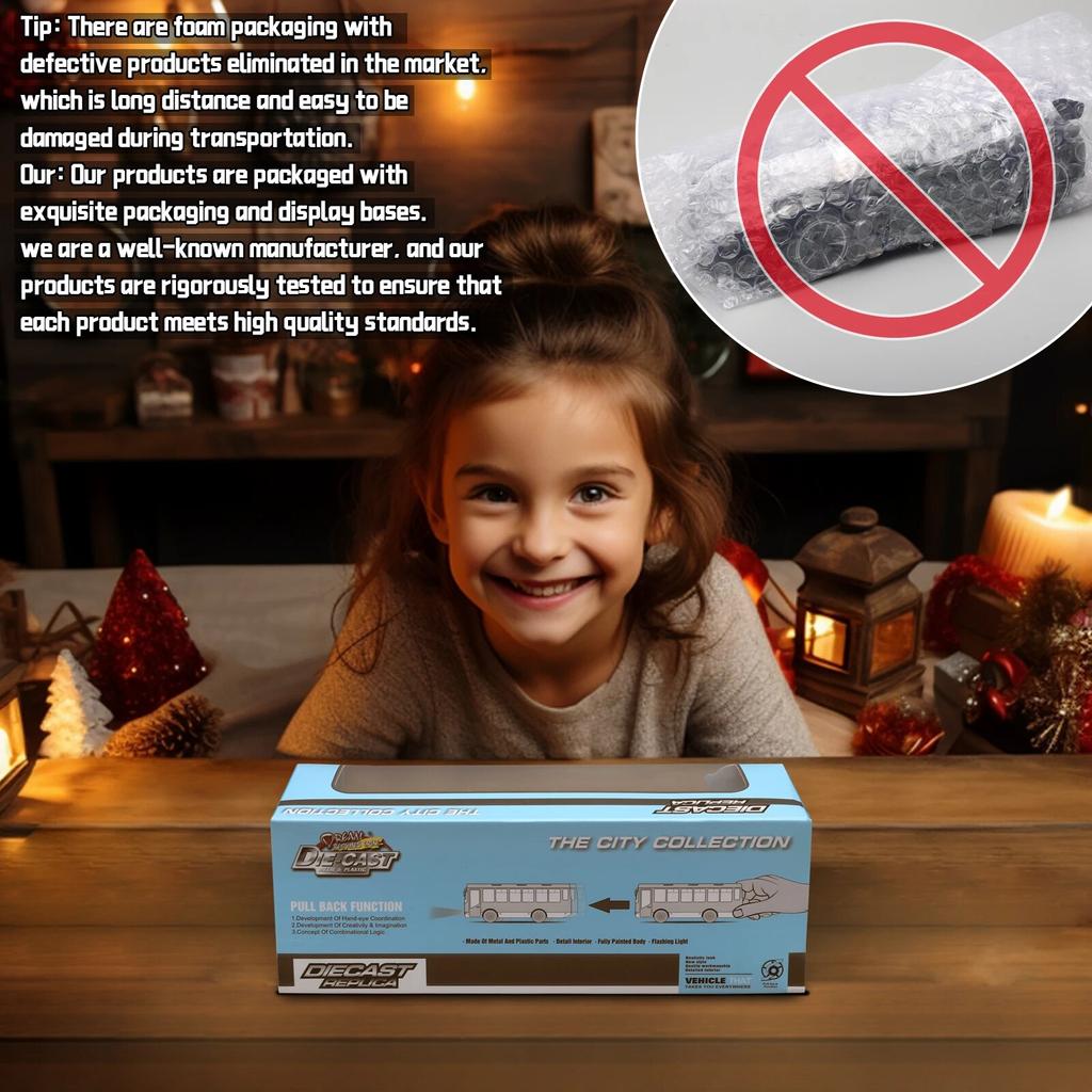 1/64 Children's Bus Alloy Model with Sound & Light Features - Fun & Interactive - Ideal for Playtime, Learning, Or Decorating
