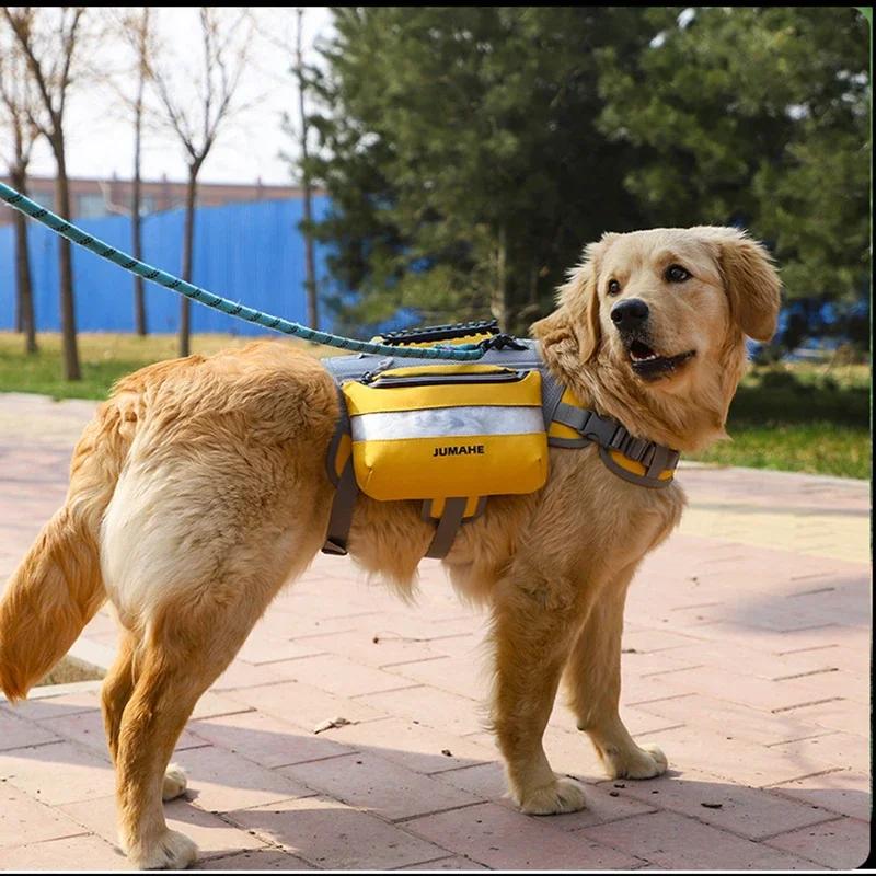 Large Capacity Dog training Backpack Harness Capacity Double Pack Reflective Adjustable Pet Chest Strap training storage collar