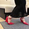 2025 Spring and Autumn New Fashion Versatile Haute Couture Niche Wedge Heel Pointed High Heel Shoes