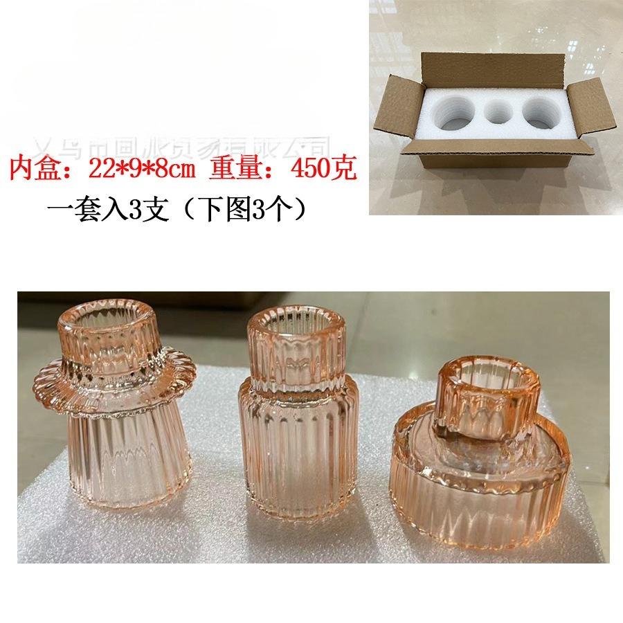 Simple Vertical Pattern Glass Candlestick Holders Tealight Candle Holders for Table Centerpieces,Wedding Decor and Dinner Party