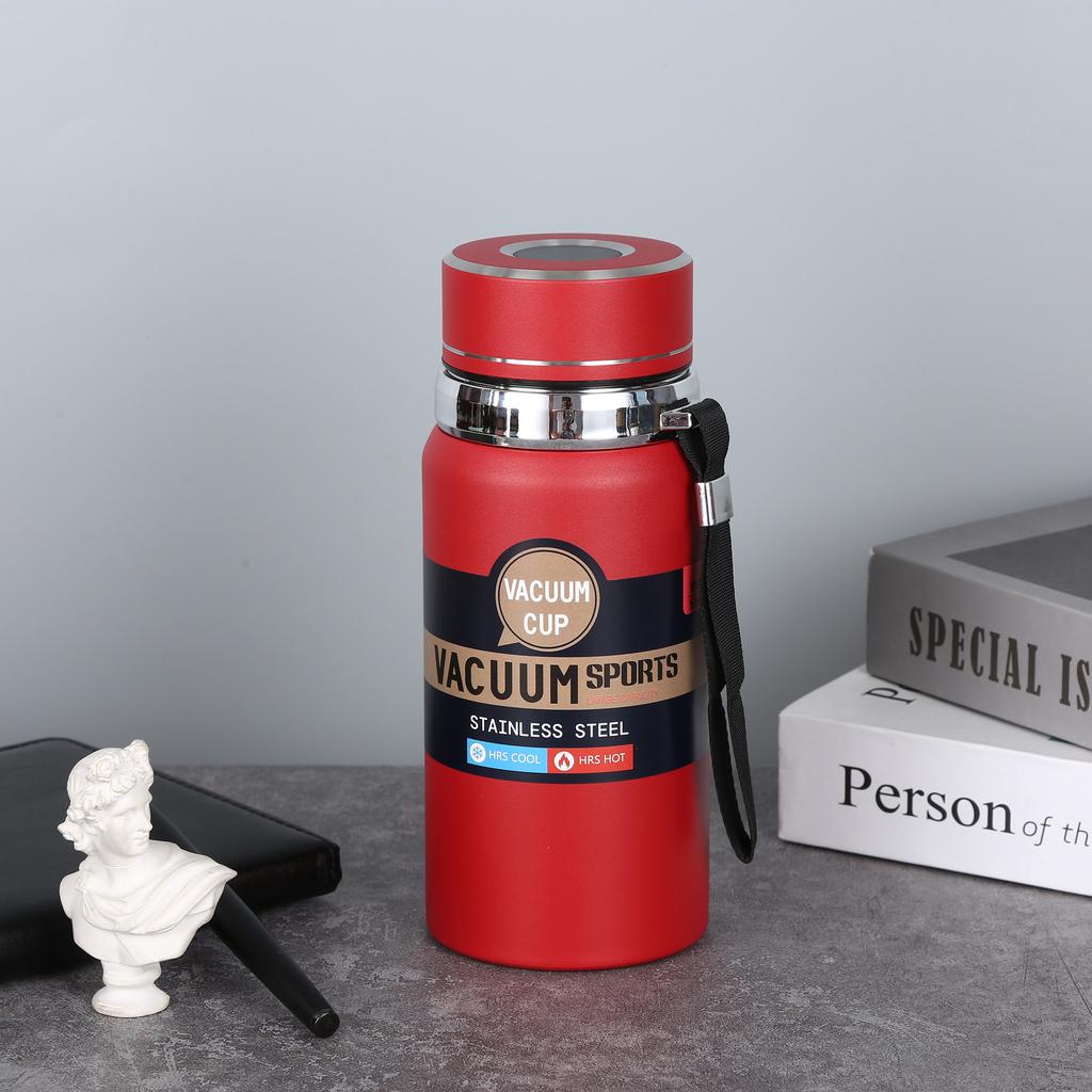 800ml 316 stainless steel large capacity outdoor travel vacuum insulated thermos cup water bottle flask with strap