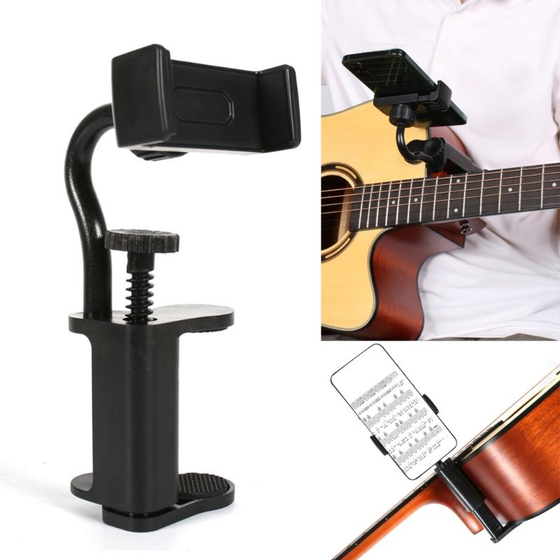 Verstellbare Telefonklemme Notenständer Telefonhalterungsklemme ABS-Konstruktion Sichere Telefonmontage für Akustikgitarren