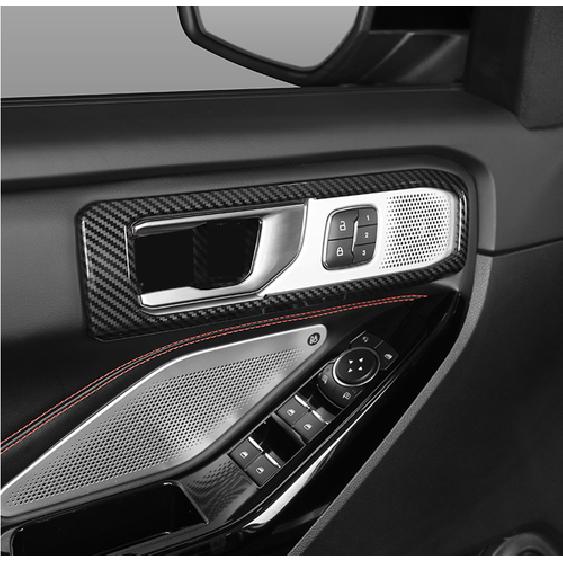 Carbon Fiber Inner Door Handle Frame Cover Trim For Ford Explorer 2020-2024