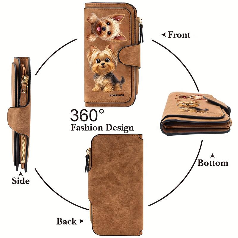 Women's long wallet, card holder with multiple card slots, printed zipper card box - a zipper wallet for storing cash and ID cards.