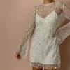 Transparent Shining Sequin Mini Dress V-neck Short Evening Dress  Ladies/Girl