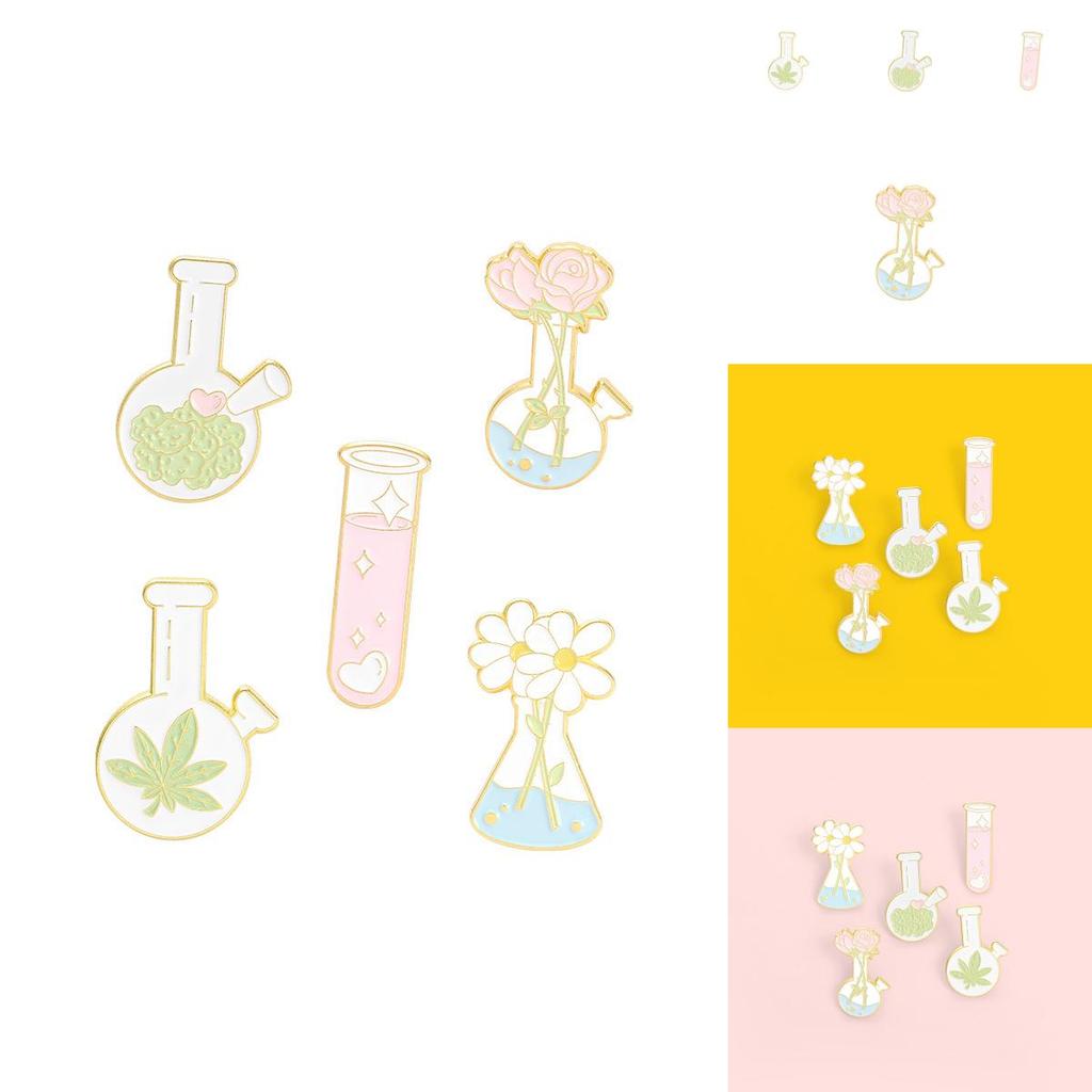 Unique Cartoon Creative Floral Vase Brooch Daisy Rose Alloy Unisex Decorative Pin