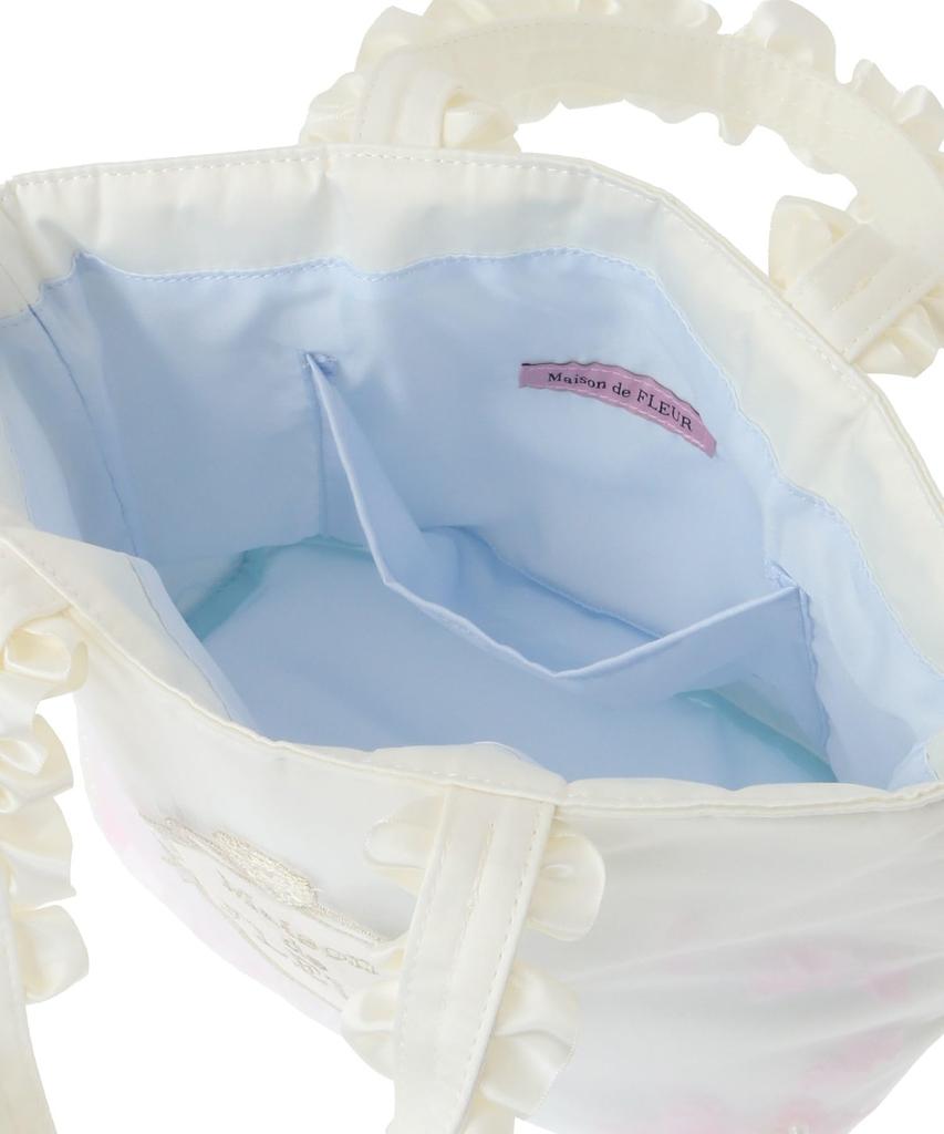 Maison de FLEUR Marie Petal Pearl Frill Handle Tote Bag, Off-White, Size F, 08000426500