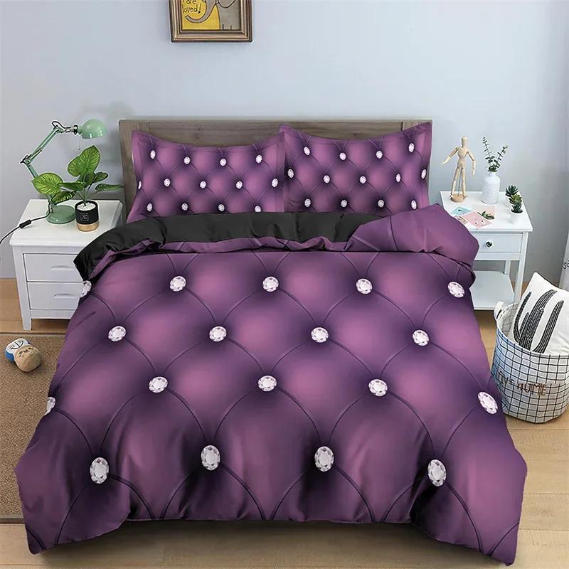 Luxury Geometric Duvet Cover Microfiber Diamond Bedding Set Abstract Pattern Comforter Cover King Queen For Girls Adult Bedroom